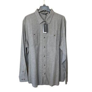 Travis Mathew Cloud Flannel Button Up Shirt Mens XL Heather Quiet Shade NWT